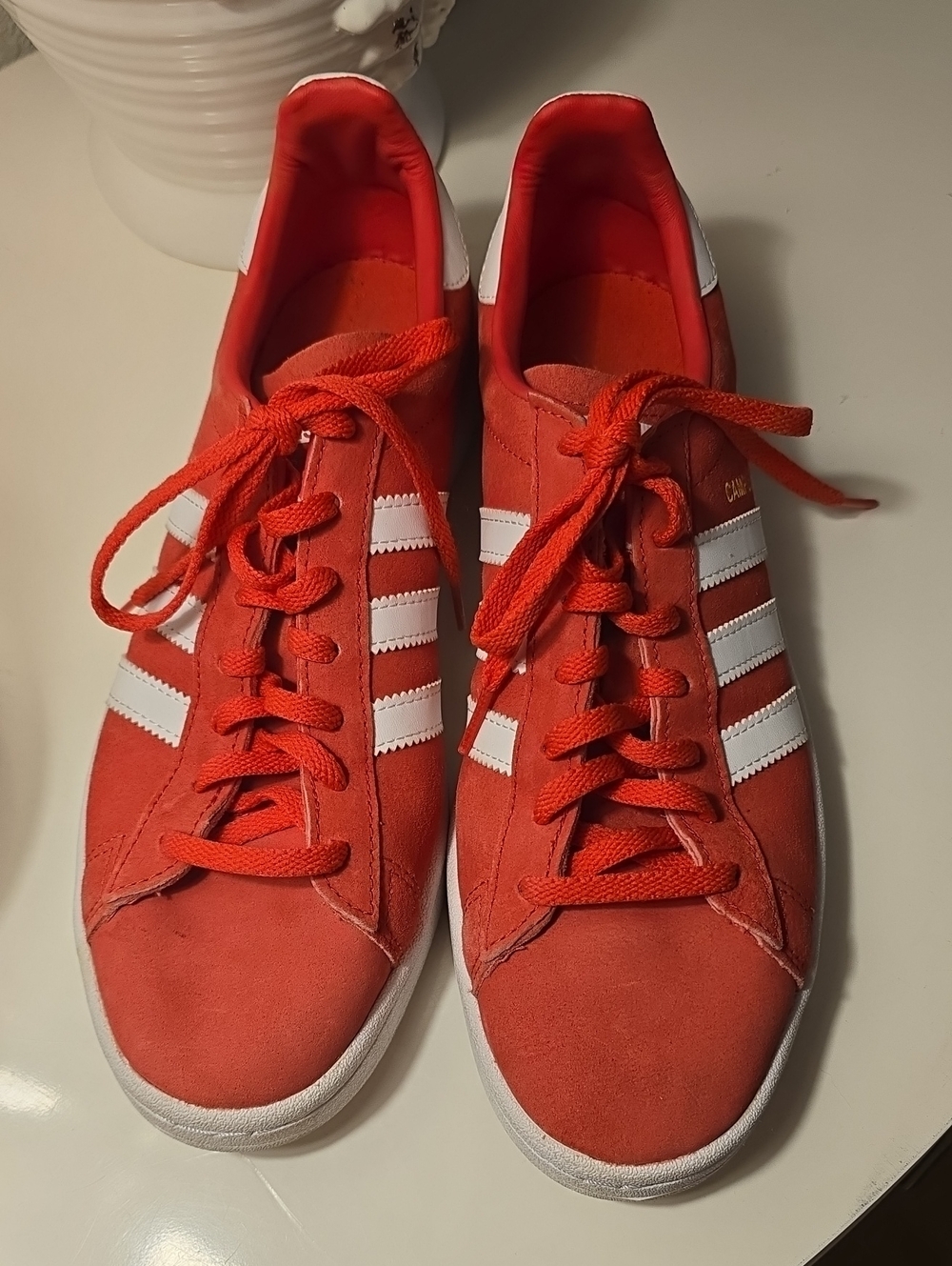 Addiad Campus Women's Red Suede Sneakers with White Stripes